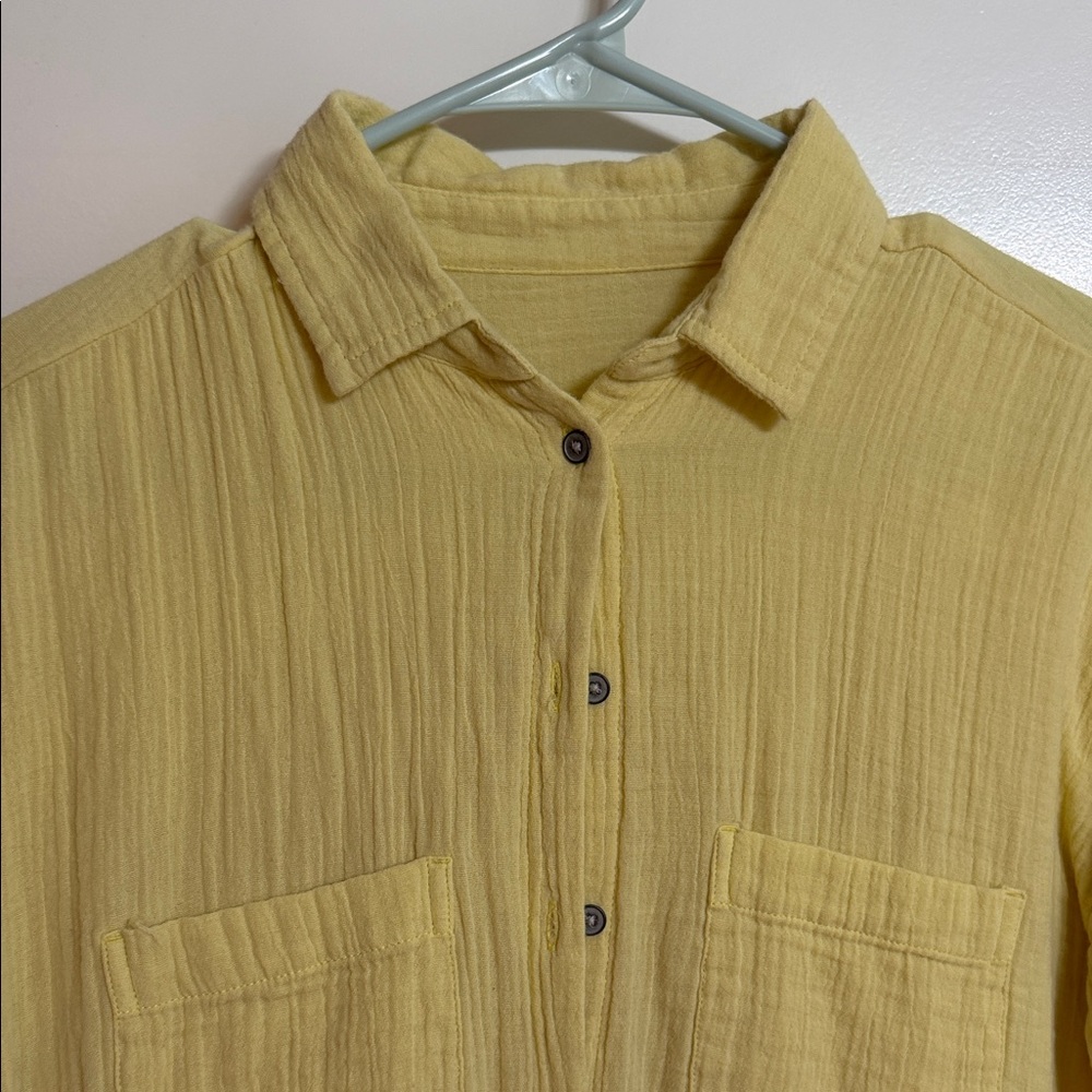 Sunny Yellow Women's Button Down Shirt - Picture 2 of 4